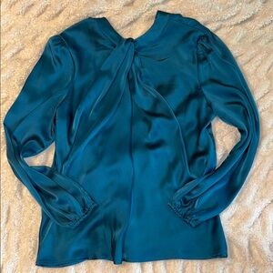 Grace Karin Teal Satin Blouse